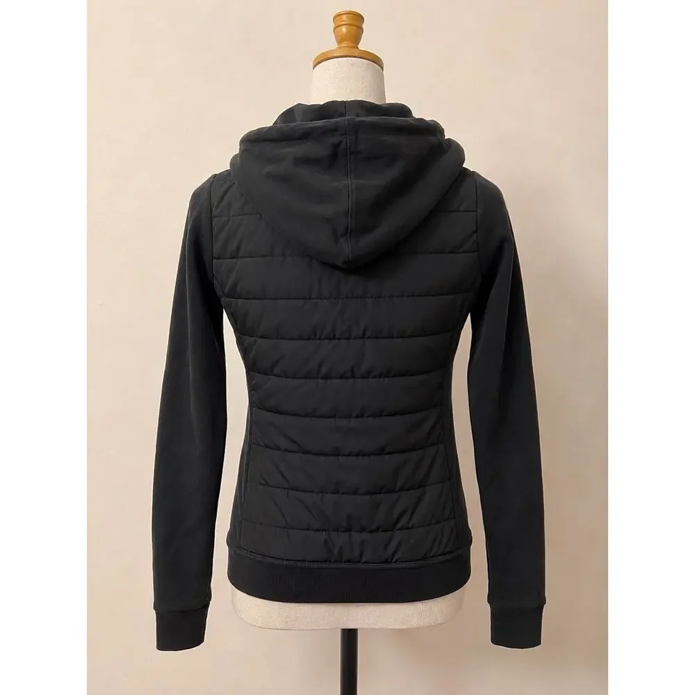 Abercrombie & Fitch Women’s XS Black Quilted Hybrid Hooded Zip Jacket Y2K Puffer